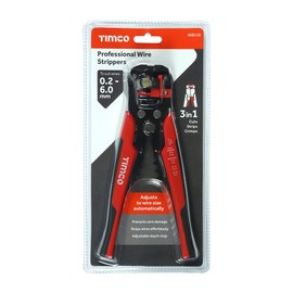 TIMCO Professional Wire Strippers - 3 in 1 Cuts, Strips & Crimps - High Performance Multi-Functional Wire Strippers - for use with Flat or Round Cable and Wire - 8"