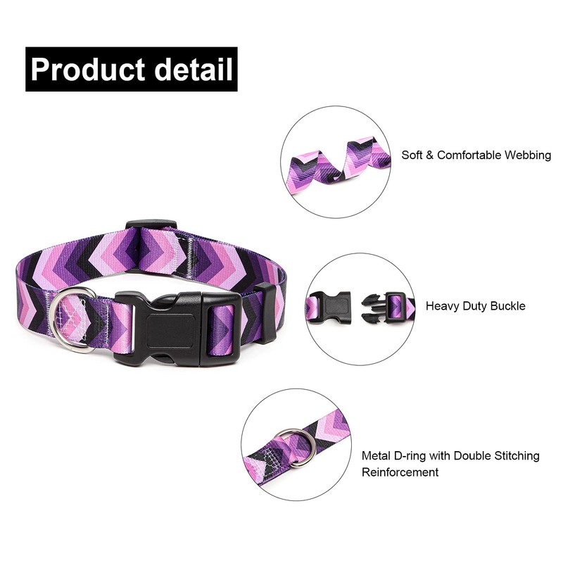 Suredoo Adjustable Nylon Dog Collar with Patterns, Soft Comfy Pet