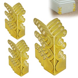 15PCS Solid Brass Skirting Board Corner Protectors, Skiffers Baseboard Corner Protectors, Vintage Metal Corner Bracket, Decorative Cover, Gold, 15 Pack
