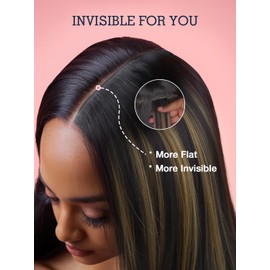 Flooyeer Invisi-edge Clip in Hair Extensions Human Hair, Injected Seamless Clip ins, Ultra-thin PU Weft, 16 inch 110g 7pcs, Balayage Natural Black to Chestnut Brown, Straight, Clip-in Real Human Hair