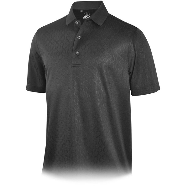Monterey Club Men's Diamond Jacquard Texture Polo Shirt #1249 (Black, Medium)