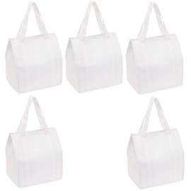 Preiswert&Gut 5 x Cool Bag Large Shopping Bag 35 x 25 x 38 cm Zip Fabric Bag White