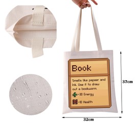ZJXHPO Game Lover Tote Bag Video Game Inspired Reusable Grocery Shopping Bag Stardew Gamer Shoulder Bag (C-Book Definition Tote)