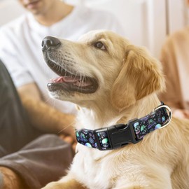 Dog Collars for Large Boy and Girl Dogs, Adjustable Soft Skull Patterns Dog Collar with Quick Release Buckle for XS Small Medium Large Dogs (Skull XL)