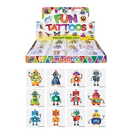 Henbrandt 72x Mini Robot Temporary Tattoos for Children Kids Party Bag Favours Loot Bag Fillers Lucky Dip Wedding Favours for Boys and Girls