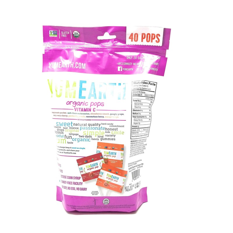 Yummy Earth Lollipop, OG2, VIT C, 40+, 8.5 OZ (2
