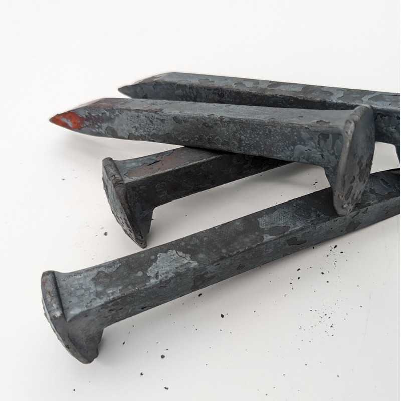 2 Railroad Spikes, Unused, High Carbon Steel, 5/16” x 6.5”,