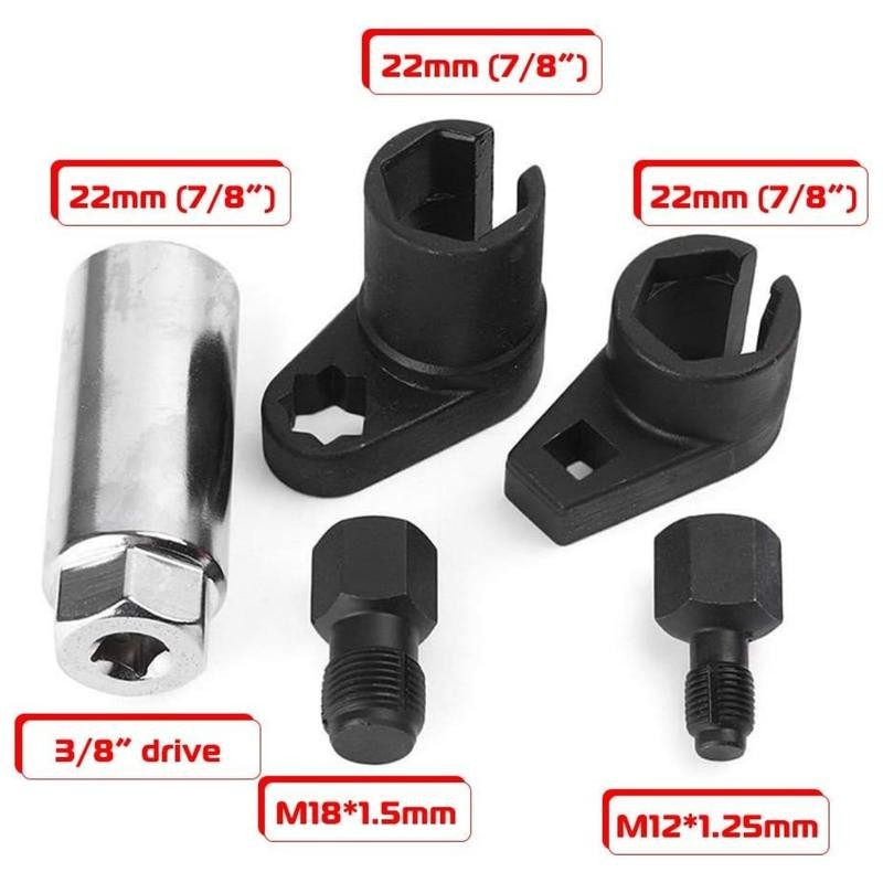 5PCS O2 Oxygen Sensor Socket Thread Chaser Set, 3/8" 1/2"