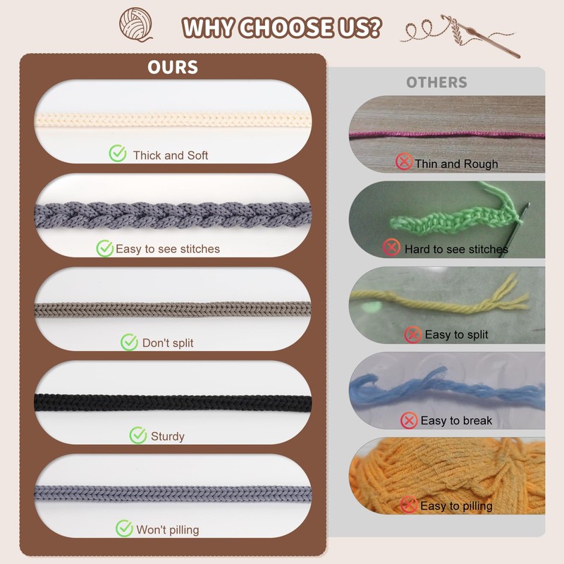 Aeelike Crochet Set for Beginners, Square Baskets, Crochet Set with