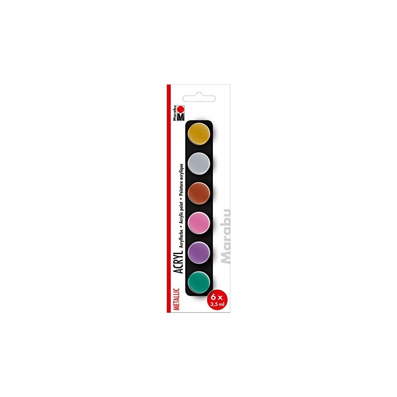 Marabu 1210000000205 – Starter Set Acrylic Paints Metallic, 6 Colours