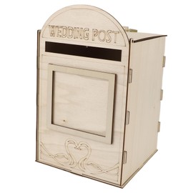 Handmade Wooden Wedding Mailbox Post Box with Lock, Retro Wood Card Box for Wedding Reception Decorations, Great for Weddings and Parties (JM01618)
