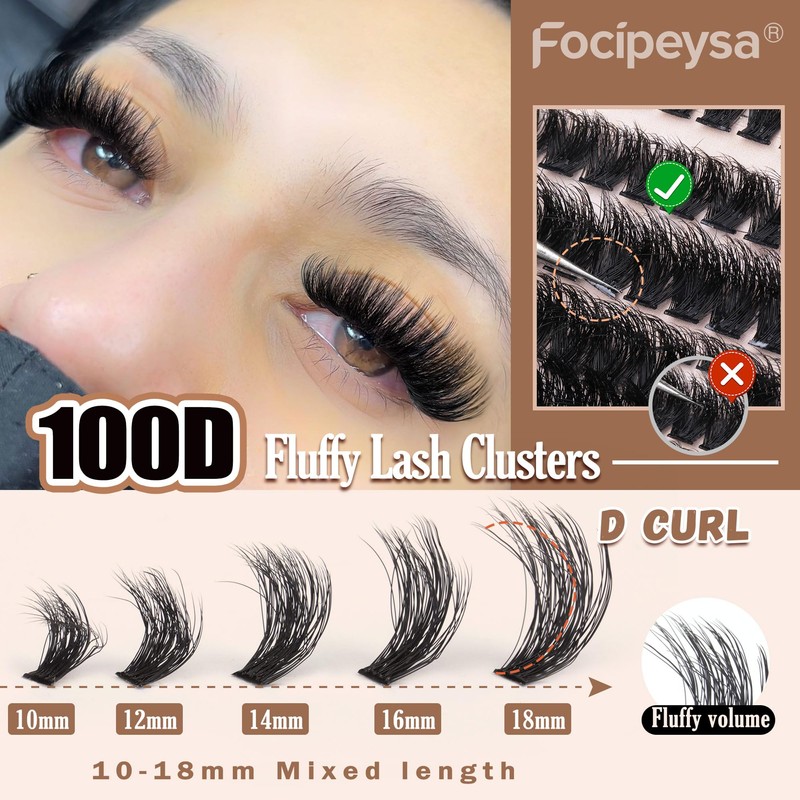 Fluffy Eyelash Extension Kit Volume Lash Clusters Kit 10-18mm Individual