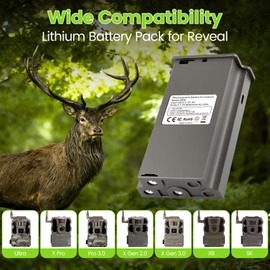 New Reveal Lipo Lithium Battery 5 Packs Rechargeable Hunting Camera Battery for Tactacam Reveal Cellular Trail Compatible with Trail & Game Camera Ultra,X Pro,X Gen 3.0,X Gen 2.0,X,Pro 3.0,XB,SK