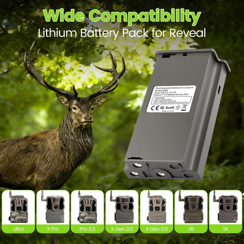 New Reveal Lipo Lithium Battery 5 Packs Rechargeable Hunting Camera