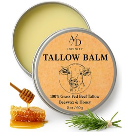 Beef Tallow for Skin - 100% Organic Pure Grass Fed, Honey Balm All-Natural Face Moisturizer with Beeswax and Raw Wild Honey Blend, Whipped Cream