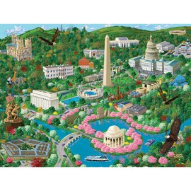 Bits and Pieces – Large 300 Piece Jigsaw Puzzle for Adults – Washington D.C. City View - US Capital Scene Jigsaw Puzzle by Artist Joseph Burgess, Completed Puzzle Size: 18" x 24"