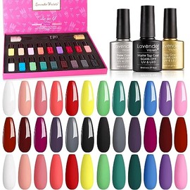 Lavanda Violets Soak-off UV Gel Esmalte de Uñas Kit con Base Top Gel 18 Colores Gel de Uñas para Hogar Salón de Uñas Arte de Uñas 997                 