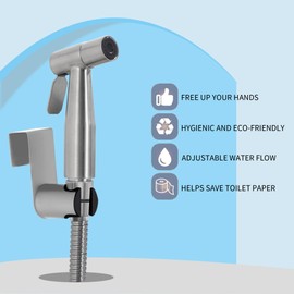 Bidet Sprayer for Toilet, Handheld Sprayer Kit Brushed Nickel Handheld Bidet Toilet Water Sprayer, Cloth Diaper Sprayer Adjustable Jet Spray for Toilet - Easy to Install