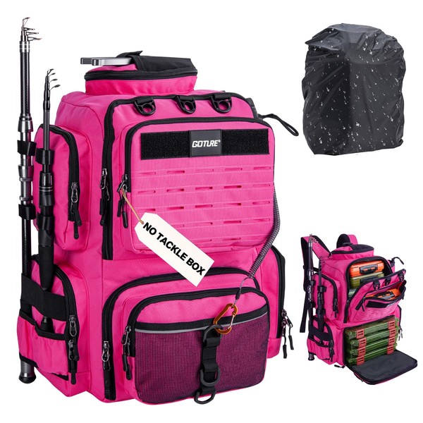 Goture Fishing Backpack,900D Water-Resistant Tackle Backpack with Rod Holders,45L Large