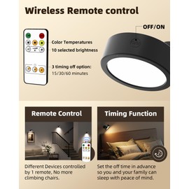 EZVALO LED Wall Mounted Lights, 5500mAh Rechargeable Wall Sconces Lamp, 3 Color Temps & Remote and Touch Control, 360°Rotation Dimmable Cordless Wall Light for Bedroom Reading Study Bedside (3 Pack)