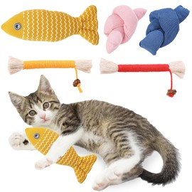 Cat Toy, Cat Chew Toy, Kicking Toy, Cat Nip, Unbreakable String, Crinkling Toy, Set of 5, Brushing Teeth, Lack of Exercise, Stress Relief, Cat Toy, Play Tool, Educational Toy, Pet Supplies, (2 Cords
