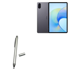 BoxWave Stylus Pen Compatible with Honor Pad X9 - DualTip Capacitive Stylus, Fiber Tip Disc Tip Capacitive Stylus Pen - Metallic Silver