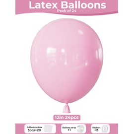 Light Pink Balloons 12 Inch – 24pcs Pastel Pink Latex Balloons for Baby Shower, Gender Reveal, Girls Birthday, Bridal Shower, DIY Party Decor, Perfect for Small Gatherings