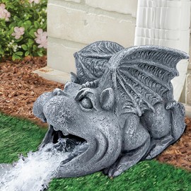 Noegrus Gothic Gargoyle Statue Decor, Gutter Downspout Splash Block & Diverter, Lifelike Garden Rain Downspout Diverter, 3"x4" Decorative Gutter Extension, Outdoor Gargoyle Statues, Unique Home Accent