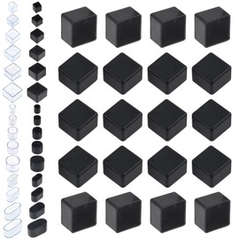 Rustark 20Pcs 35mm x 35mm Black Square Rubber Furniture Leg Caps Assortment Kit Anti-Slip Rubber Chair Leg Caps Furniture Floor Protectors Chair Leg Foot Cover Feet Pads for Chair Table Sofa