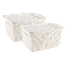 Yomjarl Onion and Potato Storage Bins,Stackable Plastic Pantry Bins with Lids,BPA-Free,Potatos and Onions Storage Baskets for Kitchen (White)