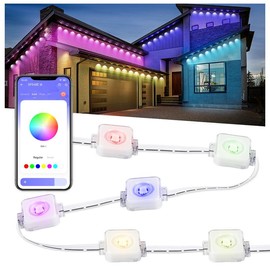 eaves light,Permanent Outdoor Lights 100ft, Smart RGB IC Eaves Lights With 72 Scene Modes, IP67 Outdoor Lighting For Holiday Decorations, Party, 60LEDS