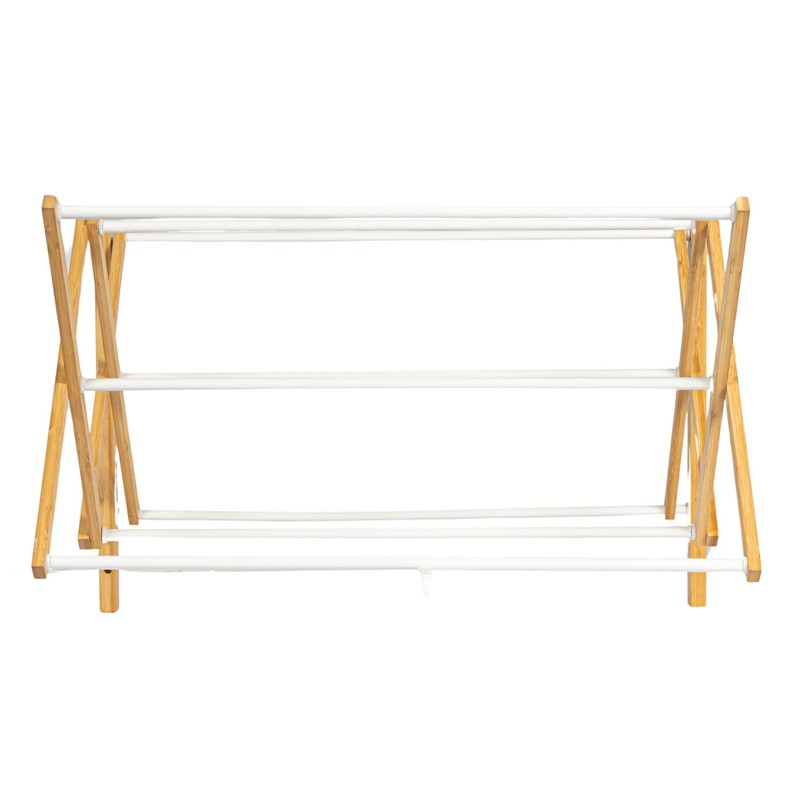 Household Essentials Bamboo and Metal Wall Mount Extendable Drying Rack,
