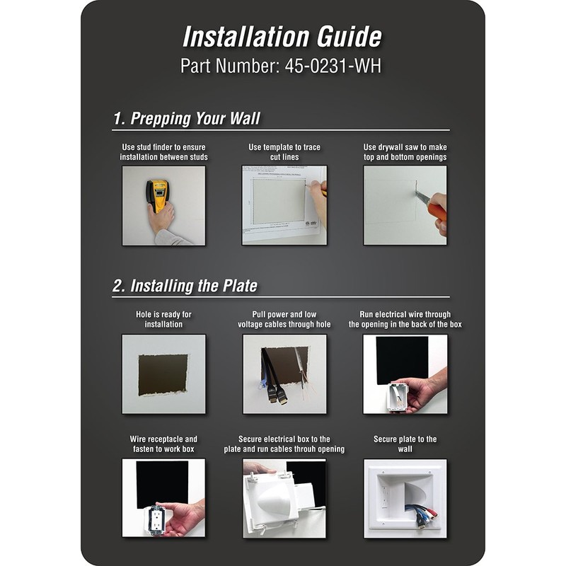 DATA COMM Electronics 45-0231-WH USB Recessed Media Outlet Box, In-Wall