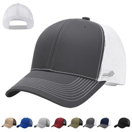 CWENDANER Mens Baseball Caps Trucker Classic Color Blocking Snapback Cap, Grey-white