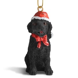 Dog Figurine Christmas Ornaments with Santa Hats (Black Lab)