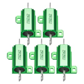 YOKIVE 5 Pcs Aluminum Case Resistor, Office LED Converter Replacement Wirewound Resistance, Great for Daily Use (Green, 25W 250 Ohm)