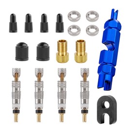 Super Valve French Valve Replacement Kit, 18 Piece Set, Core Tool, Repair Tool, Maintenance Tool, Tubeless Replacement Core Removal, Leak Proof, Suitable for Bicycle Tires, Multi-Functional Accessory