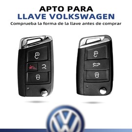 VTZAQZSS Funda para llave Volkswagen, Compatible con VW Golf, Polo, Jetta, Tiguan, Atlas GTI, 3 botones y 4 botones, Funda de Piel y Acero Inoxidable para Accesorios VW
