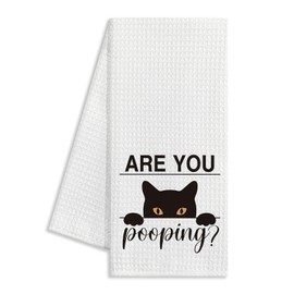 DLTRXMY are You Pooping? Funny Bathroom Hand Towels,Fun Bathroom Decor,Funny Humorous Quote Decorative Hand Towels for Bathroom,Cat Bathroom Hand Towels,Housewarming Gift for Cat Lovers