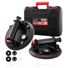 SakerNeo Heavy Duty Suction Cups for Glass, Tile, Windows - 8'' Industrial Vacuum Lift with Pressure Gauge, 880 lbs Capacity, 3-Layer Rubber Pad, Quick Release for Construction & Home Use