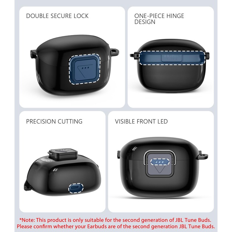 WADVCU[Upgrade Secure Lock] for JBL Tune Buds 2 Case Cover