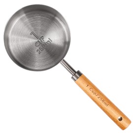 Home Bay 250ml Messbecher mit Holzgriff, 1 Tasse Titan-Beschichtung, geeignet für Mehl, Kaffee, Tee und Saucen, für Küche und Restaurant, Weltraumgrau