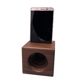 (hej!e) Simply Place Smartphone Speaker Unpowered Wooden Smartphone Stand No Power Supply Megaphone Craftsman Handmade Famous Wood Walnut