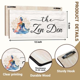 FUQWZ Zen Den Wooden Sign with Stand - Serene Meditation Room Decor - Mindfulness & Yoga Wall Art - Inspirational Spa, Home Office, or Wellness Center Plaque. (056)