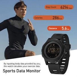 findtime Mens Sports Watch Pedometer Military Watches for Men Waterproof Watches for Men Step Calories Distance Counter for Sports Digital Watches for Men Tactical Watch Mens Digital Watch