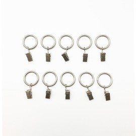 J-base Curtain Hooks, Ring Type, Just Pass Through a Tension Rod, Easy Installation, DIY Set of 10, Inner Diameter: 1.0 inches (25 mm), 1.3 inches (32 mm) (Silver, Inner Diameter: 1.0 inches (25 mm)
