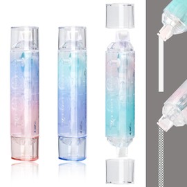 BAYTORY Correction Tape Double Sided 2 in 1 Roll with Correction Tape White Transparent Aesthetic for School Office Home (Triangle Shape) Pack of 3