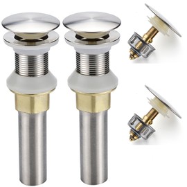 rockgoya Drain for Washbasin Bathroom Pack of 2 Drain Plugs for Washbasin Bathroom Without Overflow Assembly Pop Up Drain with Removable Strainer Basket Strainer Anti-Clog Strainer