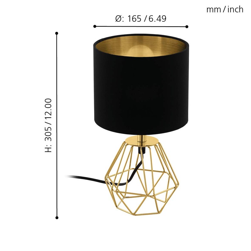 Eglo Carlton 2 Table lamp, 1-Flame Vintage lamp, Bedside lamp