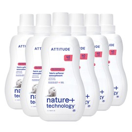 ATTITUDE Laundry Fabric Softener Liquid, Vegan and Naturally Derived Detergent, Plant Based, HE Washing Machine Compatible, Pink Grapefruit, 40 Loads, 33.8 Fl Oz (Pack of 6)